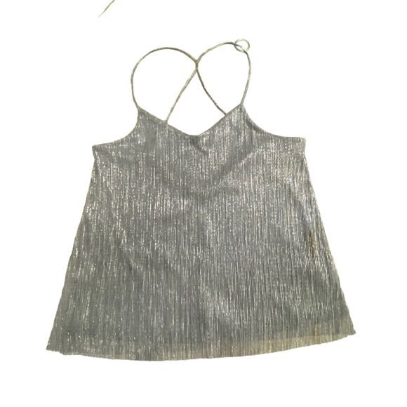 EXPRESS Women Top Cami Tank Silver and Black Tank Shimmer Sparkly Lined Small - Picture 6 of 14